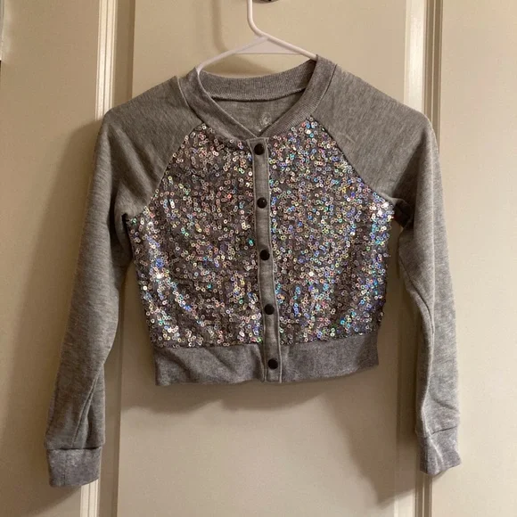 Grey Justice Sequin Sweater (size 6/7) - Picture 1 of 5